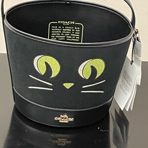 NWT Coach Black and Green Cat Trick or Treat Bucket